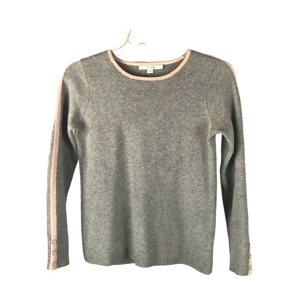 SWEATER - Women's Boden Cotton and Wool Blend Gray and Pink Sweater. Size Medium